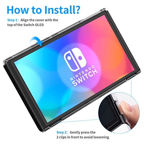 OIVO Carcasa Switch OLED Protectora Dockable, Silicona líquida Funda para Switch OLED, Switch OLED Grip Case, Transparente 3-IN-1 Switch OLED Cover para Switch OLED Modelo