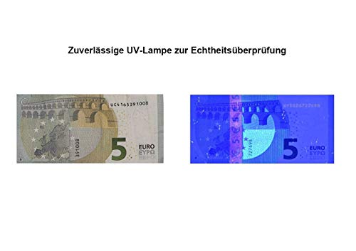 Olympia Detector de billetes falsos UV 586, dispositivo de prueba/lámpara con tubo UV para la comprobación de billetes, dinero falso, tarjetas de crédito y documentos de identidad