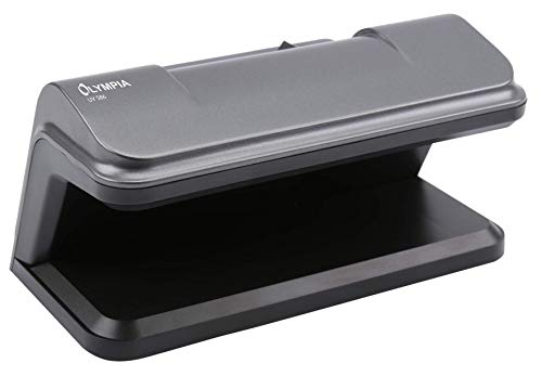 Olympia Detector de billetes falsos UV 586, dispositivo de prueba/lámpara con tubo UV para la comprobación de billetes, dinero falso, tarjetas de crédito y documentos de identidad