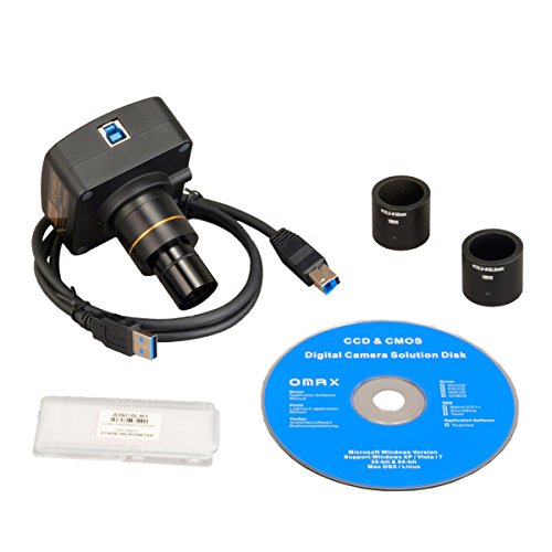 OMAX Cámara Digital USB 3.0 de 18.0 MP para microscopio con Diapositiva de calibración de 0.01 mm (Windows 8 y 10, Mac OS X, Linux), A35180U3