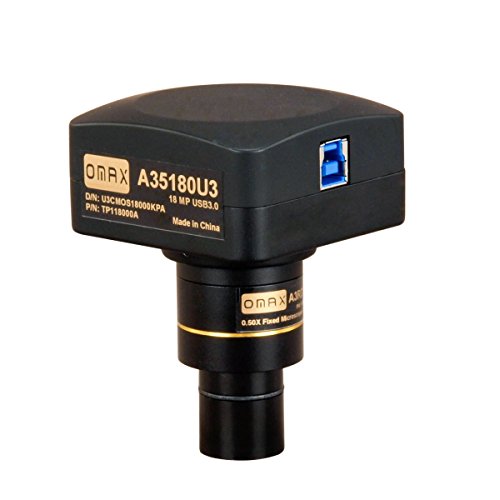 OMAX Cámara Digital USB 3.0 de 18.0 MP para microscopio con Diapositiva de calibración de 0.01 mm (Windows 8 y 10, Mac OS X, Linux), A35180U3