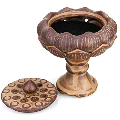 OMUSAKA Soporte de Incienso de Flor de Loto Bobina de cerámica Horno de quemadores de Incienso de Porcelana portátil Vontage Horno