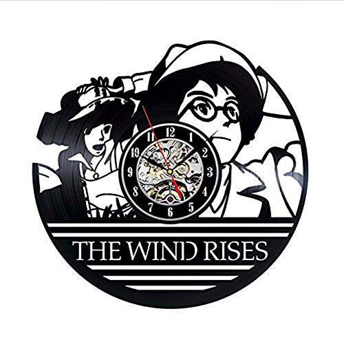 on Wall Clock Modern Design The Wind Rises Clocks for Kids Room 3D Stickers Hanging Wall Watch Home Decor Silent 12 Inch