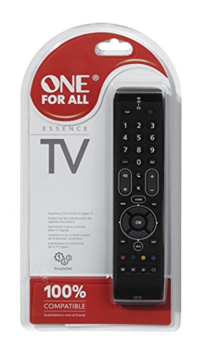 One For All URC7110 Essence TV - Mando a Distancia Universal para Todo Tipo de Televisores, Funciona con Todas las Marcas de Televisores, color Negro