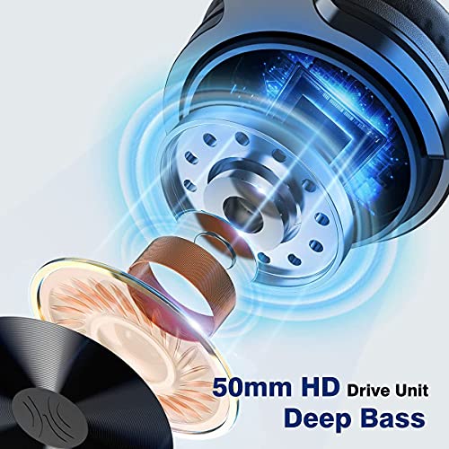 OneOdio Auricurales Bluetooth Inalámbricos 110H, Auriculares HiFi de 50mm Altavoz con Micrófono CVC 8.0, Auriculares de Audio con Cable para Móvil PC Portátil, Orejeras Proteicas 90° Ajustable para DJ