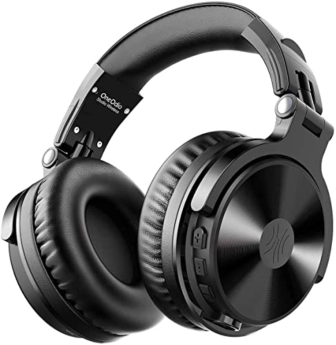 OneOdio Auricurales Bluetooth Inalámbricos 110H, Auriculares HiFi de 50mm Altavoz con Micrófono CVC 8.0, Auriculares de Audio con Cable para Móvil PC Portátil, Orejeras Proteicas 90° Ajustable para DJ