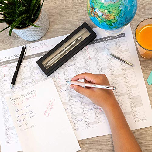 Online Multipen 4 en 1 oro rosa, bolígrafo y lápiz multifunción de metal, 3 minas de bolígrafo en azul, negro y rojo, 1 mina portaminas, incluye goma de borrar, en caja de regalo