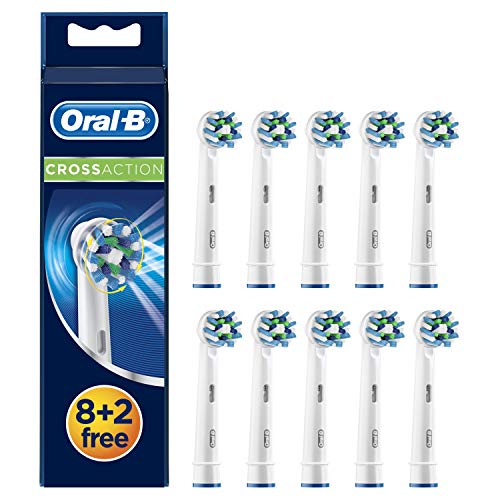 Oral-B CrossAction Cabezales de Recambio, Pack de 10 Recambios Originales para Cepillos de Dientes Eléctricos