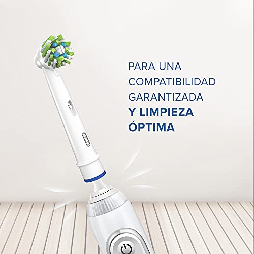 Oral-B CrossAction Recambios Cepillo de Dientes Eléctrico con Tecnología Clean Maximiser, Pack de 8 Cabezales, Blanco - Originales, (Tamaño Buzón)