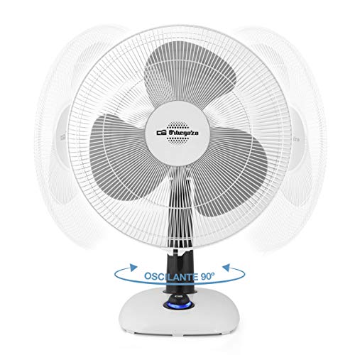 Orbegozo TF 0123 - Ventilador de sobremesa, oscilante, 2 velocidades, diámetro hélice 23 cm, asa, 25 W, piloto luminoso LED, blanco