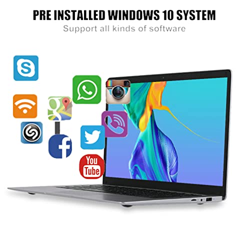 Ordenador portátil de 15,6 pulgadas, 8 GB de RAM 128 GB SSD Windows 10 Pro PC portátiles, Intel Celeron J3455 Quad Core, 1920 × 1080 IPS Full HD, mini HDMI, cámara web.