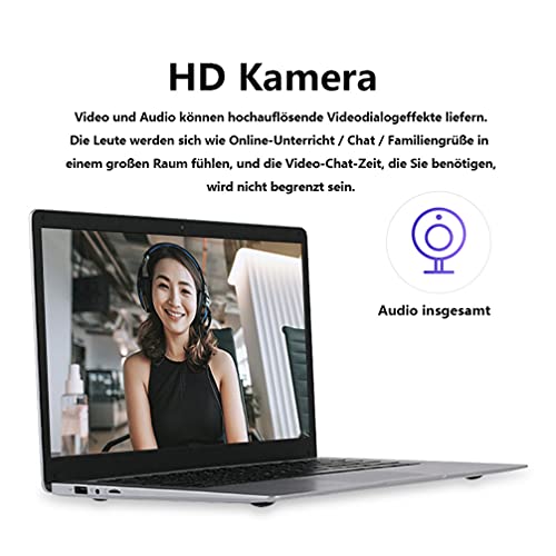 Ordenador portátil de 15,6 pulgadas, 8 GB de RAM 128 GB SSD Windows 10 Pro PC portátiles, Intel Celeron J3455 Quad Core, 1920 × 1080 IPS Full HD, mini HDMI, cámara web.