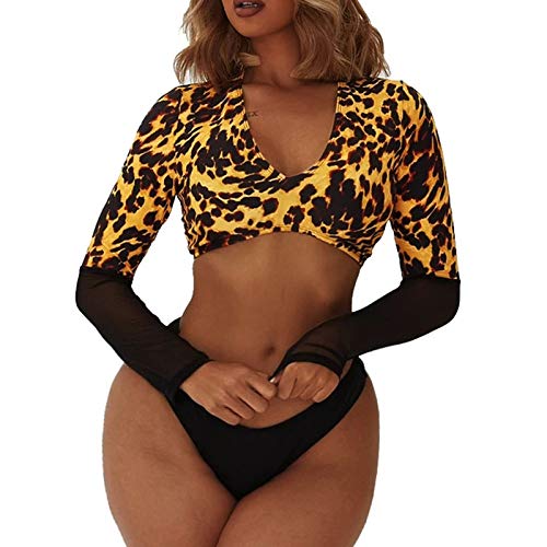 Orgrul Bikini para mujer, push-up, ajustable, cruzado, atado al cuello, parte superior de bikini de dos piezas, estampado triangular, cintura baja, pantalones deportivos, ropa de playa 2100, Negro , L