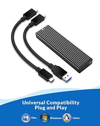 ORICO Carcasa M.2 NVMe SSD Adaptador Externo USB C USB 3.1 Gen2 10Gpbs a M.2 PCIe Caja para Discos Duros 2230/2242/2260/2280 M-Key M.2, con UASP-M2PV