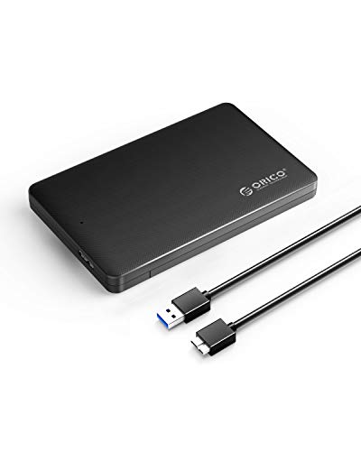 ORICO USB3.0 2.5 Pulgadas Caja Disco Duro, Libre de Herramienta, LED Indicador,para HDD/SSD de 7mm y 9.5mm,Negro