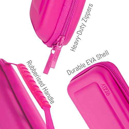 Orzly Estuche de Transporte Compatible con Nintendo Switch y la Nueva Consola OLED Switch - Estuche Protector de Viaje portátil Duro de Color Rosa con Bolsillos para Accesorios y Juegos