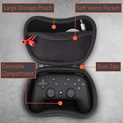 Orzly Funda para Google Stadia Controller - Funda protectora con bolsillo interno para cable de carga