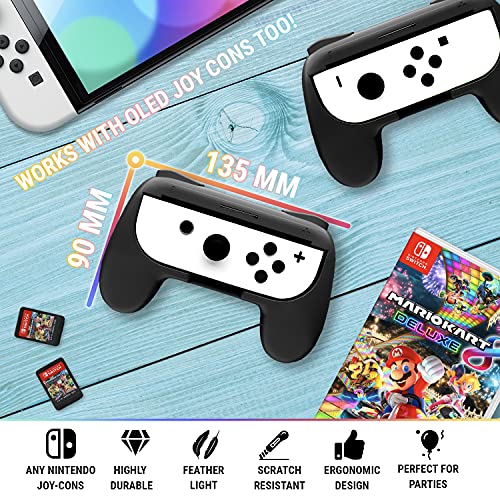 Orzly Grips compatibles con los Joy-Cons de la Nintendo Switch - Pack DE Dos (2X Negro) Grips Universales para Usar con los JoyCons de la Nintendo Switch