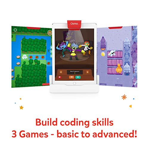 Osmo Coding Starter Kit para iPad - 3 Juegos prácticos de Aprendizaje - Edades 5-10 + - Aprende a codificar, Conceptos básicos de codificación y Rompecabezas de codificación - Base para iPad incluida