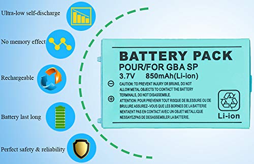 OSTENT 850mAh Recargable Litio-ion Batería + Equipo Herramienta Paquete Compatible con Nintendo Game Boy Advanced GBA SP Consola