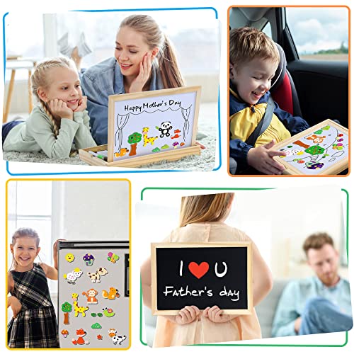 Otes 110 Pcs Puzzles Madera Magnético, Rompecabezas Magnético de Madera, Dibujo Animal con Tablero de Doble Cara, Puzzles Pizarra Magnética Infantil, Juego Educativo Regalo para Cumpleaños Navidad