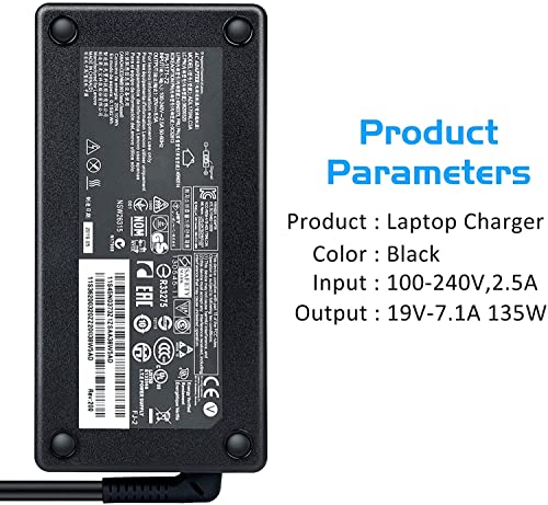 Oujie AC Charger Fit for Lenovo Legion Y720 Y730 Y740 Y7000P Y50 Y70 Y520 Y530 Y700 R720 Y900 Y910 Y920 E700 E600 ADL170NDC2A ADL170NDC3A ADL170NLC3A ADL170NLC2A Power Adapter