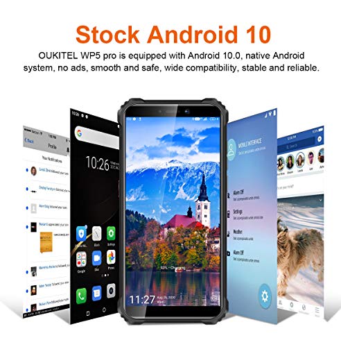 OUKITEL WP5 Pro(2021) Android 10.0 Teléfono Resistente, 8000mAh Batería, 4GB RAM + 64GB ROM, Impermeable IP68 Rugged Smartphone, 5.5 Pulgadas HD, Telefono Movil Robusto,4 LED(Negro)