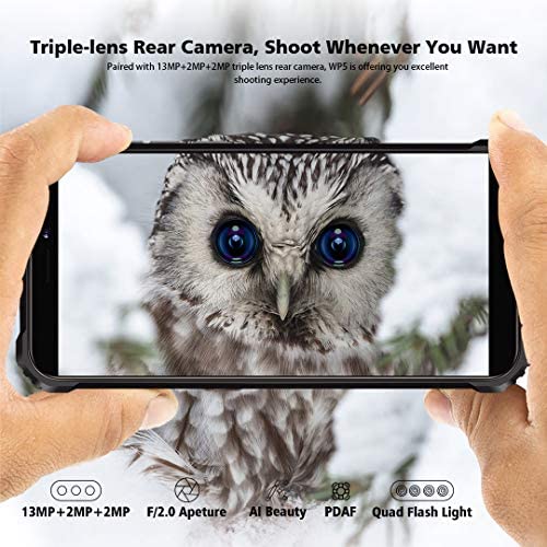 OUKITEL WP5 Telefono Movil Antigolpes, Batería Grande de 8000 mAh Móvil Resistente, 5.5 Pulgadas,Cámara Triple, Android 10 Smartphone 4GB RAM + 32GB ROM,con 4 Linternas LED Súper Brillantes-Naranja