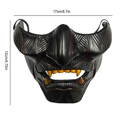 Oulian Máscaras de Media Cara de Halloween, Juego Ghost of Tsushima Mask, Festival Cosplay Disfraz Máscara Decorativa para Fiesta Película Prop Mascarada 12 * 17cm