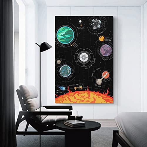 Outer Wilds Solar System - Póster de lienzo y pared para decoración de dormitorio familiar moderno, 60 x 90 cm