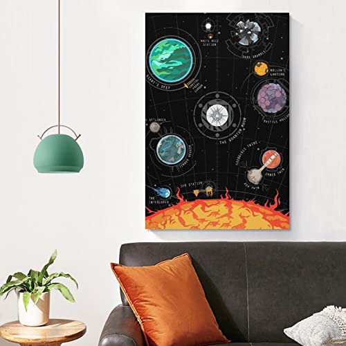 Outer Wilds Solar System - Póster de lienzo y pared para decoración de dormitorio familiar moderno, 60 x 90 cm