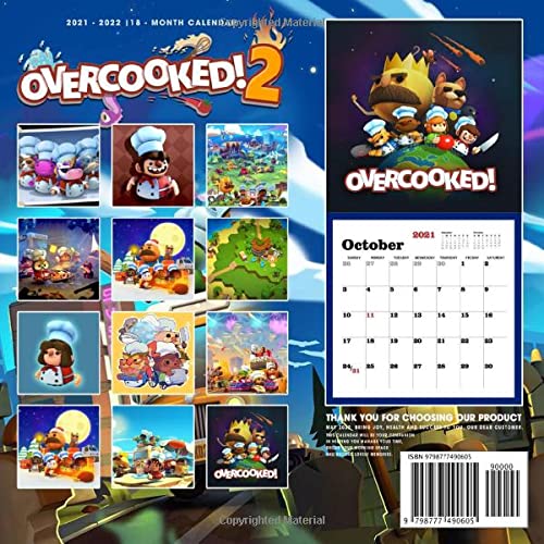 Overcooked 2: OFFICIAL 2022 Calendar - Video Game calendar 2022 - Overcooked 2 -18 monthly 2022-2023 Calendar - Planner Gifts for boys girls kids ... games Kalendar Calendario Calendrier)