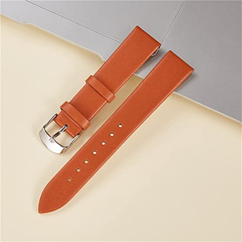 Overhil1s Banda de Reloj de Cuero Suave de la Piel de Cuero Pulseras de la Moda de Las Mujeres Correas de Negocios 14mm 16mm 18mm 20mm 22mm Simple Way Watch Band (Color : Red, Size : 16mm)