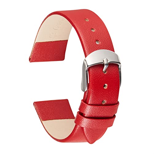 Overhil1s Banda de Reloj de Cuero Suave de la Piel de Cuero Pulseras de la Moda de Las Mujeres Correas de Negocios 14mm 16mm 18mm 20mm 22mm Simple Way Watch Band (Color : Red, Size : 16mm)