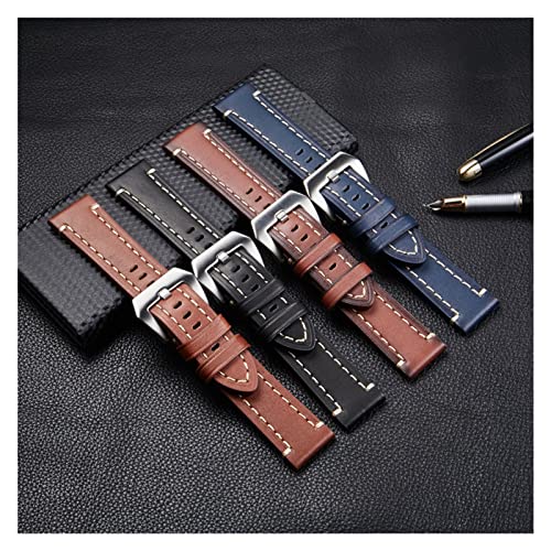 Overhil1s Banda de Reloj de Relojes de Cuero 18 mm 20 mm 22 mm 24 mm Correas Casuales de Negocios Accesorios (Band Color : Brown, Band Width : 24mm)