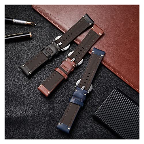 Overhil1s Banda de Reloj de Relojes de Cuero 18 mm 20 mm 22 mm 24 mm Correas Casuales de Negocios Accesorios (Band Color : Brown, Band Width : 24mm)