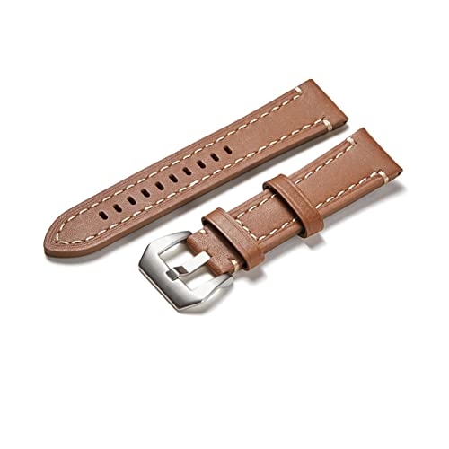 Overhil1s Banda de Reloj de Relojes de Cuero 18 mm 20 mm 22 mm 24 mm Correas Casuales de Negocios Accesorios (Band Color : Brown, Band Width : 24mm)