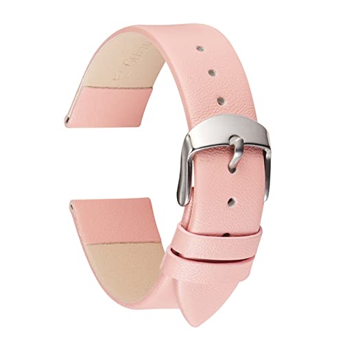 Overhil1s Cuerdas de Reloj de Cuero Correas Lindas de la Pulsera de Las Mujeres 14mm 16mm 18mm 20mm 22mm Simple Strap Delgado Reloj (Band Color : Rosado, Band Width : 14mm)