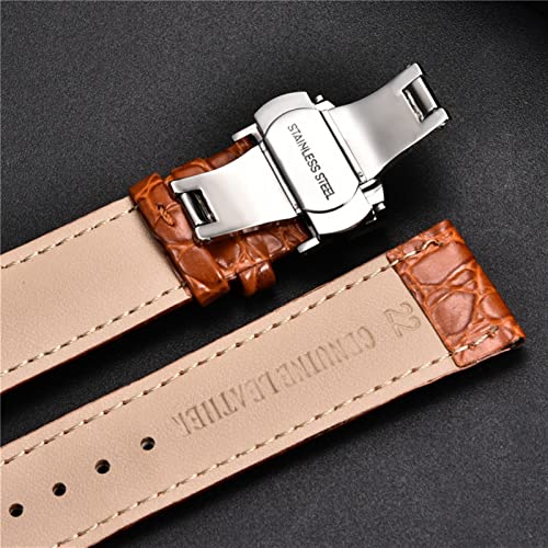 Overhil1s Patrón de cocodrilo Correas de Cuero de Banda de Reloj 18 mm 20 mm 22 mm 24 mm con Acero Inoxidable Cierre automático Banda de Reloj de Pulsera