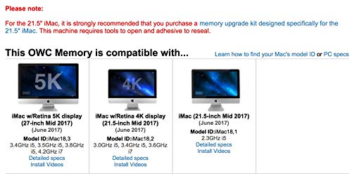 OWC 8GB 2400MHZ DDR4 SO-DIMM PC4-19200 Actualización de Memoria para iMac 2017 de 27 Pulgadas con Pantalla Retina 5K, (OWC2400DDR4S8GB)