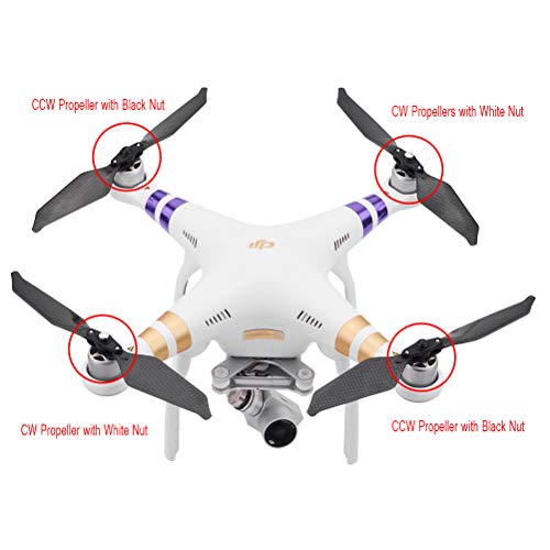 O'woda 2 Pares Fibra de Carbono Hélices Reducción de Ruido Liberación rápida Drones Accesorios para CW y CCW para dji Phantom 3