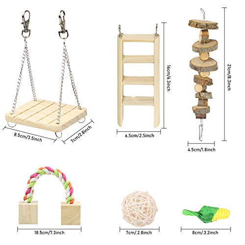 O'woda Juego de 12 Juguetes para Masticar Hámster, Conejos, Cobayas, Ardilla, Loros y Animales Pequeños, Madera Natural Dientes Cuidado Molar Juguete