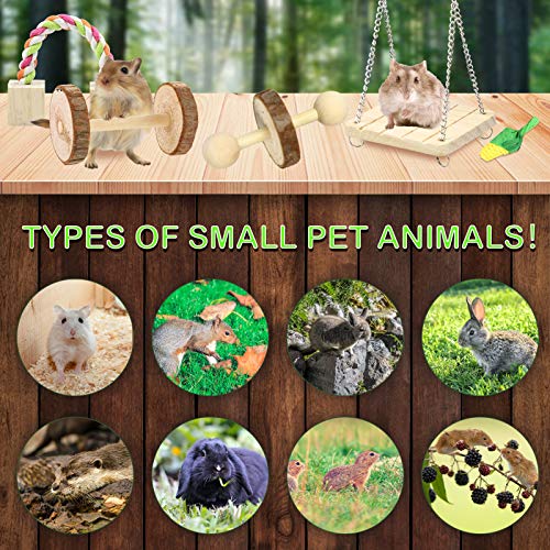 O'woda Juego de 12 Juguetes para Masticar Hámster, Conejos, Cobayas, Ardilla, Loros y Animales Pequeños, Madera Natural Dientes Cuidado Molar Juguete