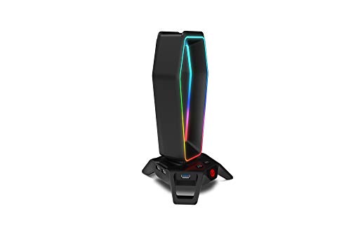 Ozone Gaming Soporte para Cascos Gaming Ozone Portal - Accesorio Setup Gaming- Sonido 7.1, RGB, USB 3.0, Negro