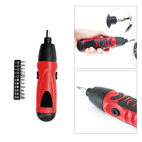 P Prettyia Mini destornillador eléctrico con batería, interruptor bidireccional, juego de reparación de taladros, accesorios, destornillador inalámbrico para