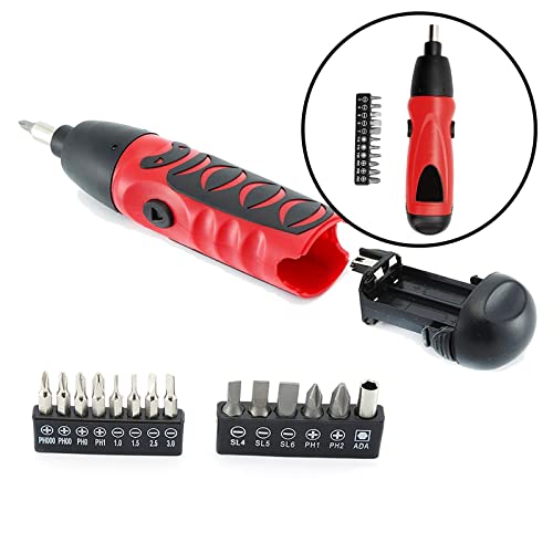 P Prettyia Mini destornillador eléctrico con batería, interruptor bidireccional, juego de reparación de taladros, accesorios, destornillador inalámbrico para