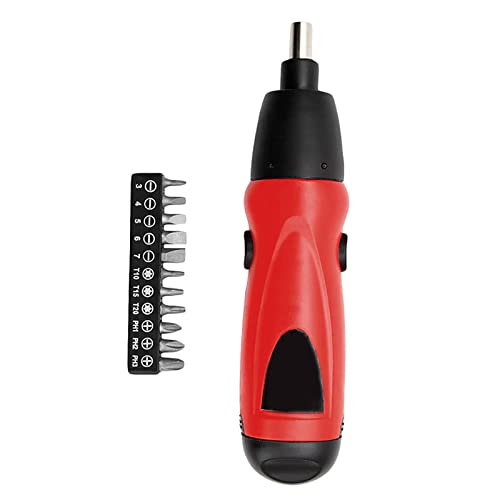 P Prettyia Mini destornillador eléctrico con batería, interruptor bidireccional, juego de reparación de taladros, accesorios, destornillador inalámbrico para