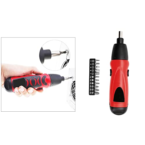 P Prettyia Mini destornillador eléctrico con batería, interruptor bidireccional, juego de reparación de taladros, accesorios, destornillador inalámbrico para