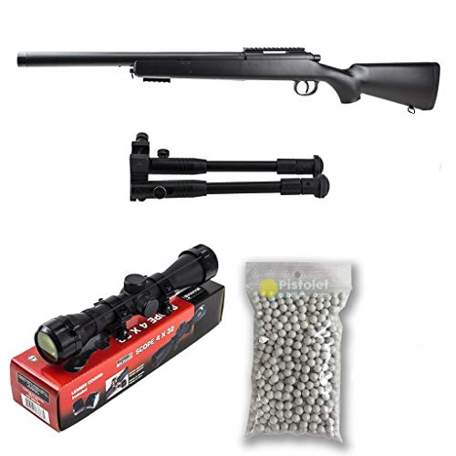 pack Completo Airsoft M52 Sniper Double Eagle/Spring Sniper/Plástico de Alta Resistencia/Recarga Manual (1 Julio) -Entregado con Accesorios