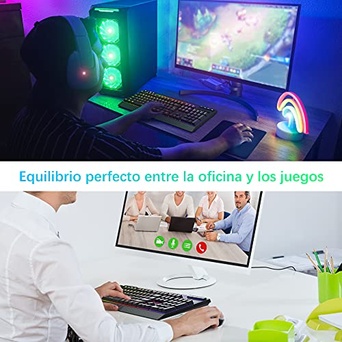 Pack Teclado y Raton Inalámbricos Retroiluminados, TopMate 2.4G Kit Teclado y Mouse Gaming Recargable LED Light Up Arcoíris, Ratón y Teclado Español con Teclas Multimedia, para PC/Portátil/Windows/Mac